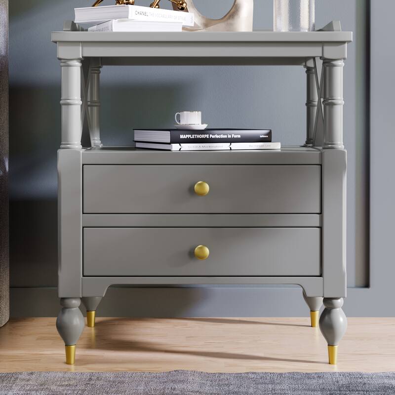 2 Drawers Modern Nightstand