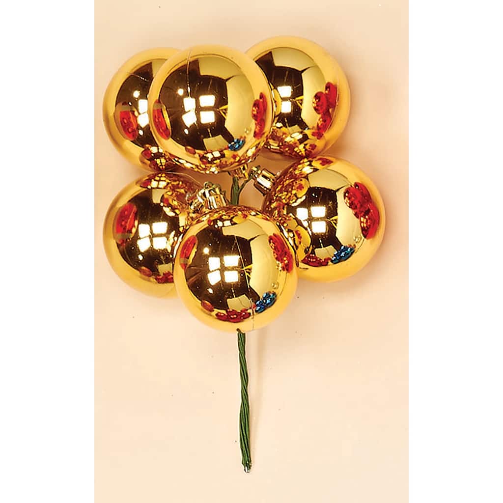 60mm Plastic Ball x 6 Pick, Gold, Set of 12 - Gold - 10