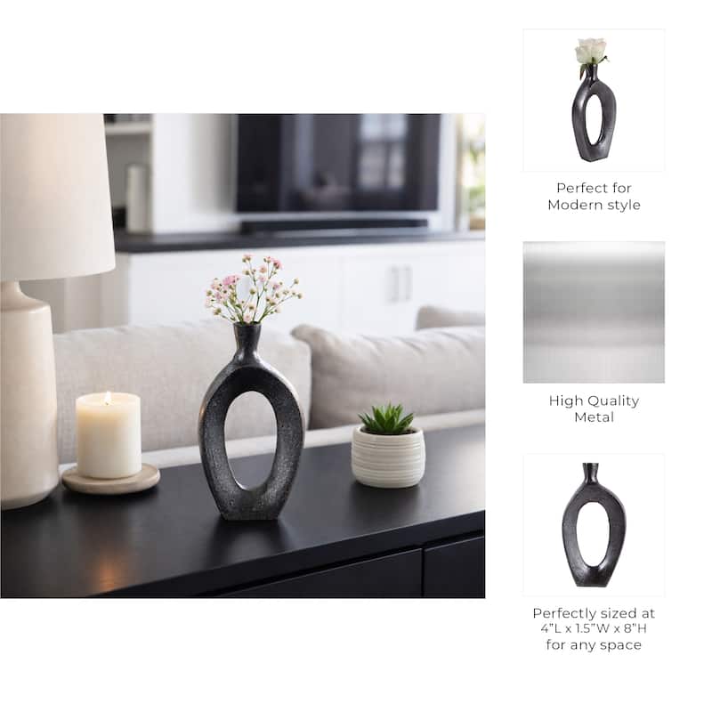 Modern Metal Open Cut Out Bud Vase - Tall Flower Vase