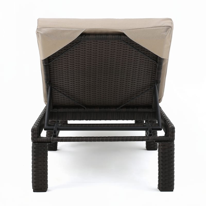 Outdoor CHAISE LOUNGE, DARK BROWN FRAME WITH BEIGE CUSHION