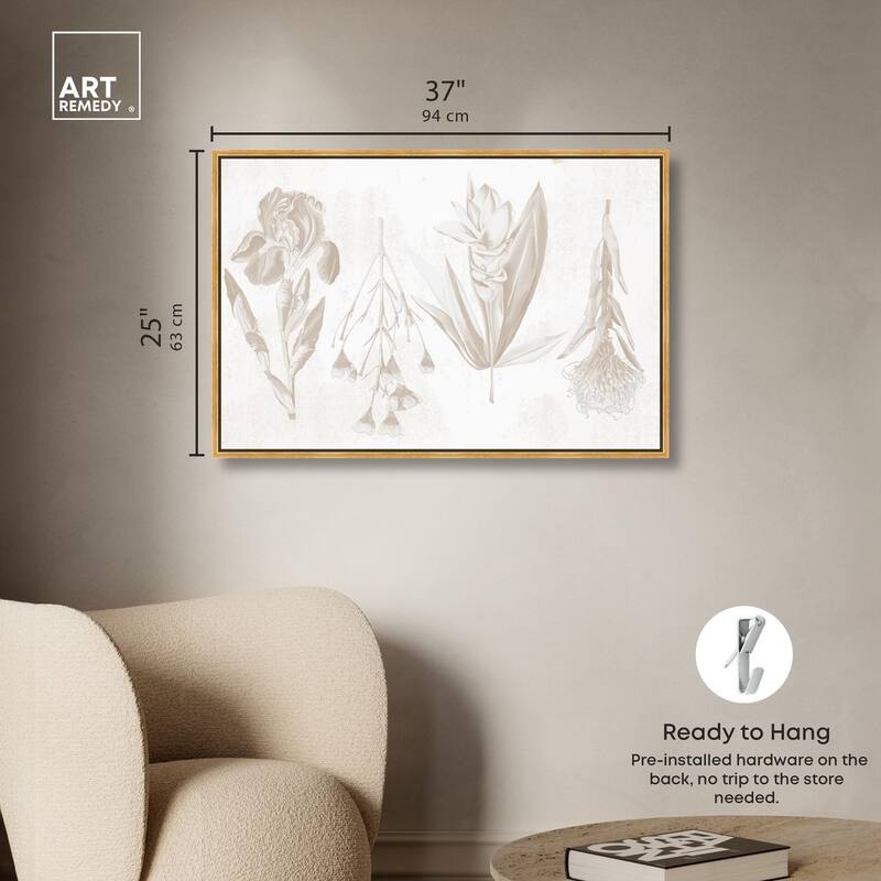 White Pressed Flora Canvas by Art Remedy