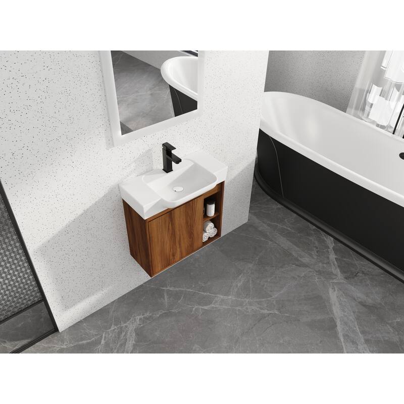 24'' Wall-Mounted Bathroom Vanity with Ceramic Sink