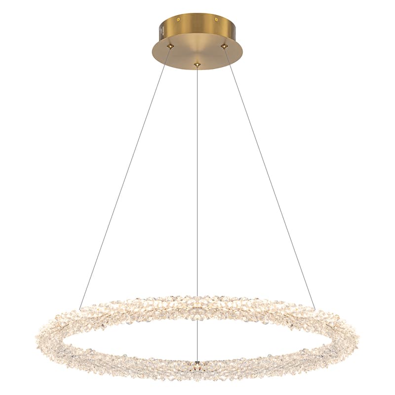 Modern Gold Crystal LED Chandelier, Dimmable Ring Light