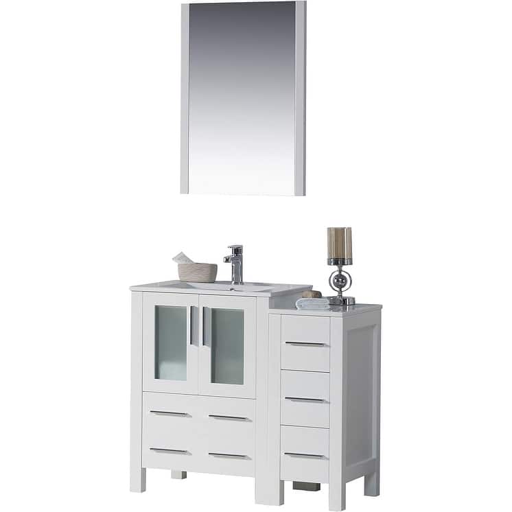 Blossom Sydney 36 Inch Solid Wood Bathroom Vanity with Sink & Cabinet - Glossy White
