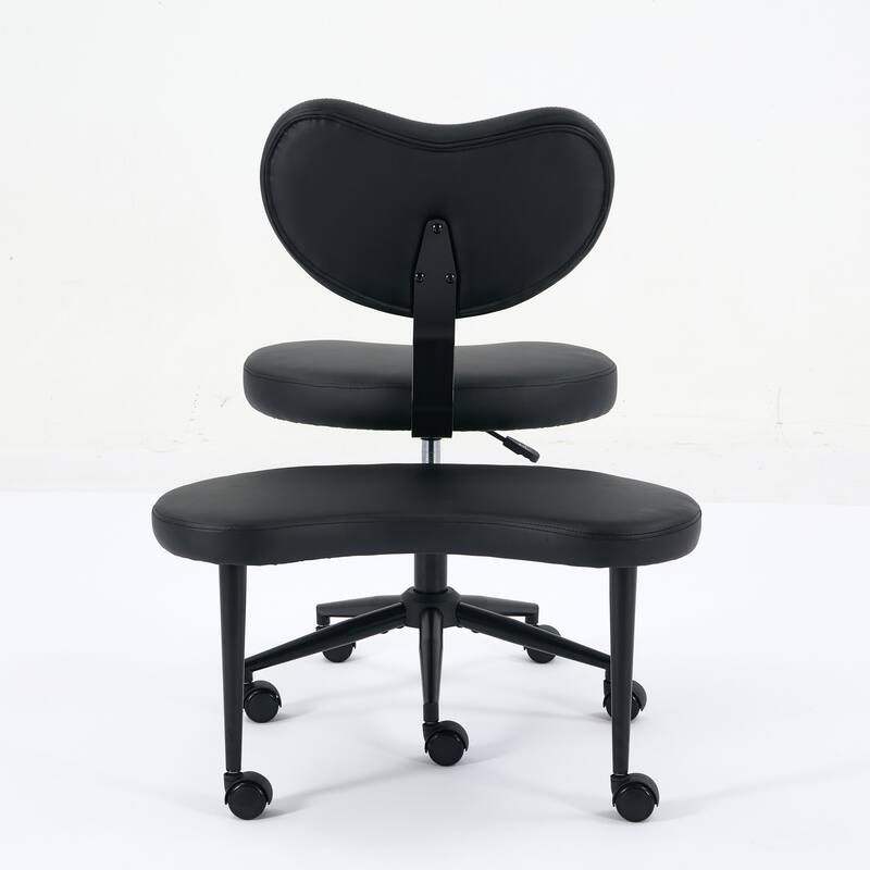 GDF Studio - Flexible PU Leather Cross-Legged Office Chair with Adjustable Swivel Footstool and Lumbar Support