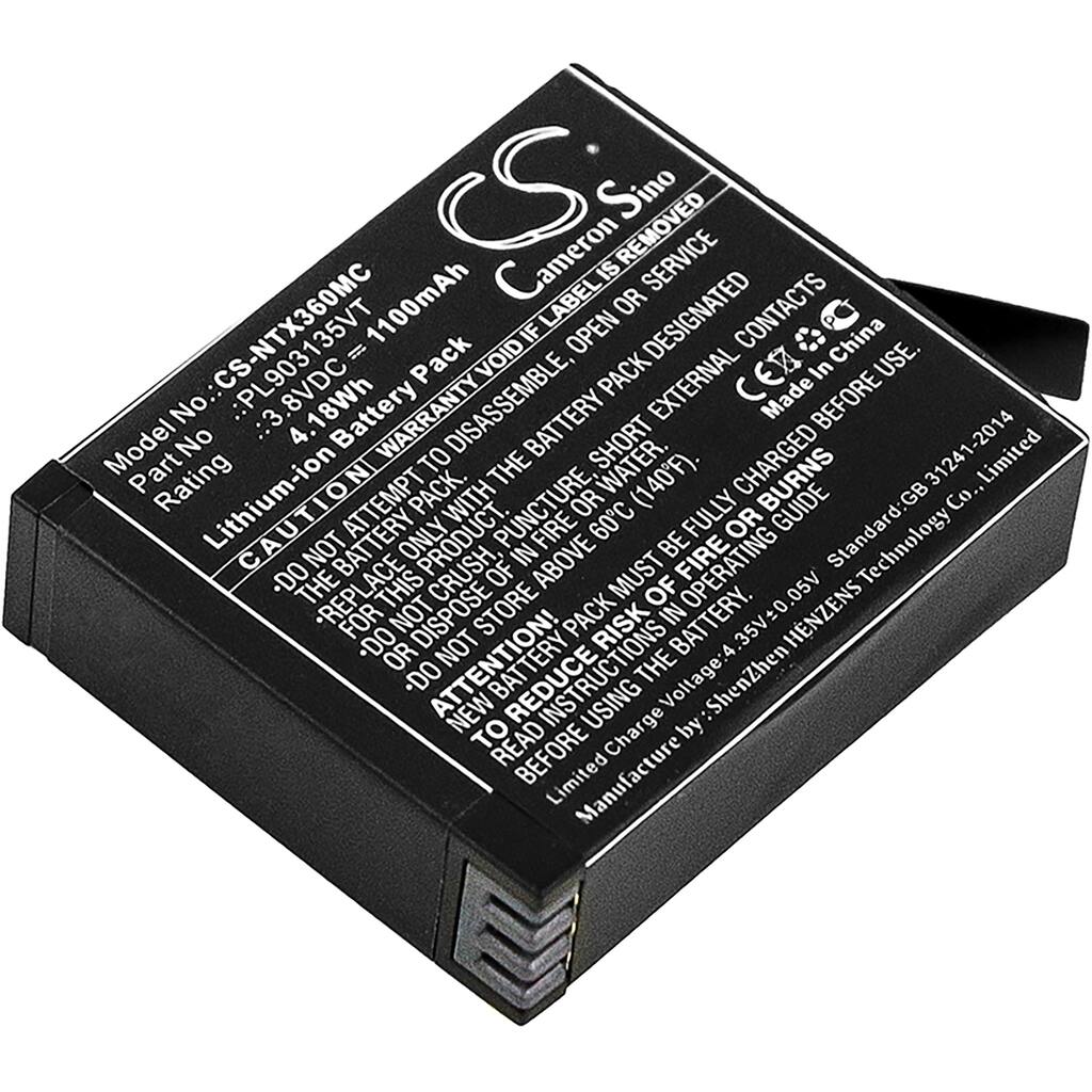 Battery for Insta360 One X PL903135VT PL903135VT-S01 Camera CS-NTX360MC 3.8v - Black