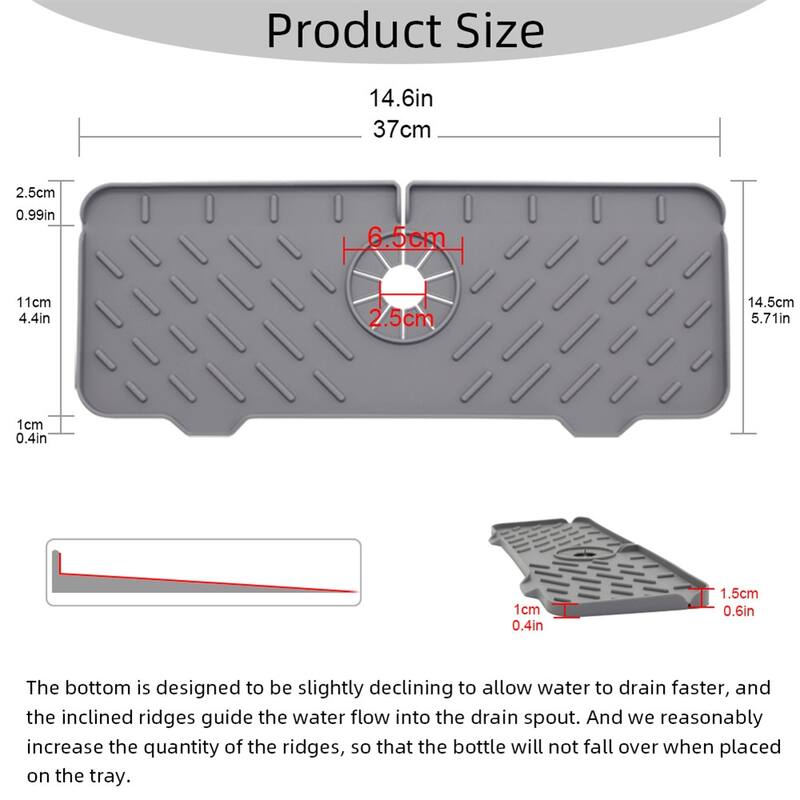 Silicone Sink Faucet Mat for Kitchen Sink Splash Guard,Faucet Handle Drip Catcher Tray