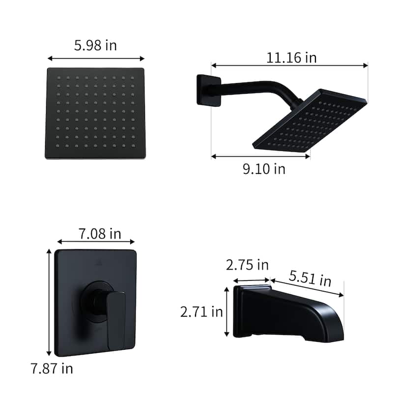 Single Handle 1-Spray Tub and Shower Faucet -Matte Black