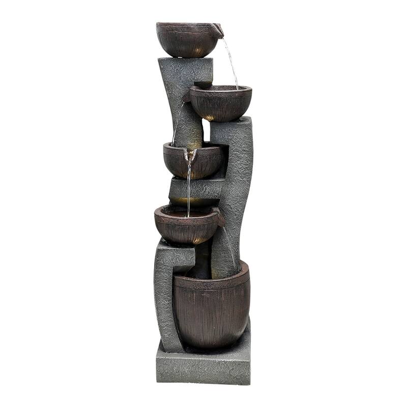 43.7'' Curving Water Fountain 5-Tier Resin Waterfall Outdoor