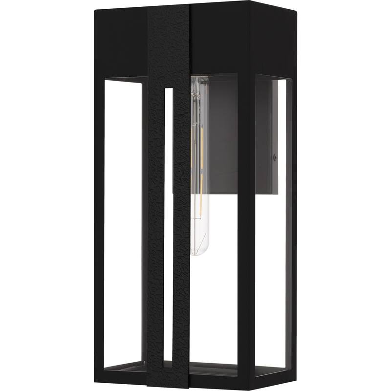 Matte Black Outdoor Wall Lantern from the Boswell Collection - Black