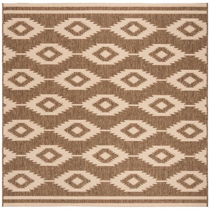 SAFAVIEH Beach House Jannita Indoor/ Outdoor Waterproof Patio Backyard Rug - 6'7" Square - Cream/Beige