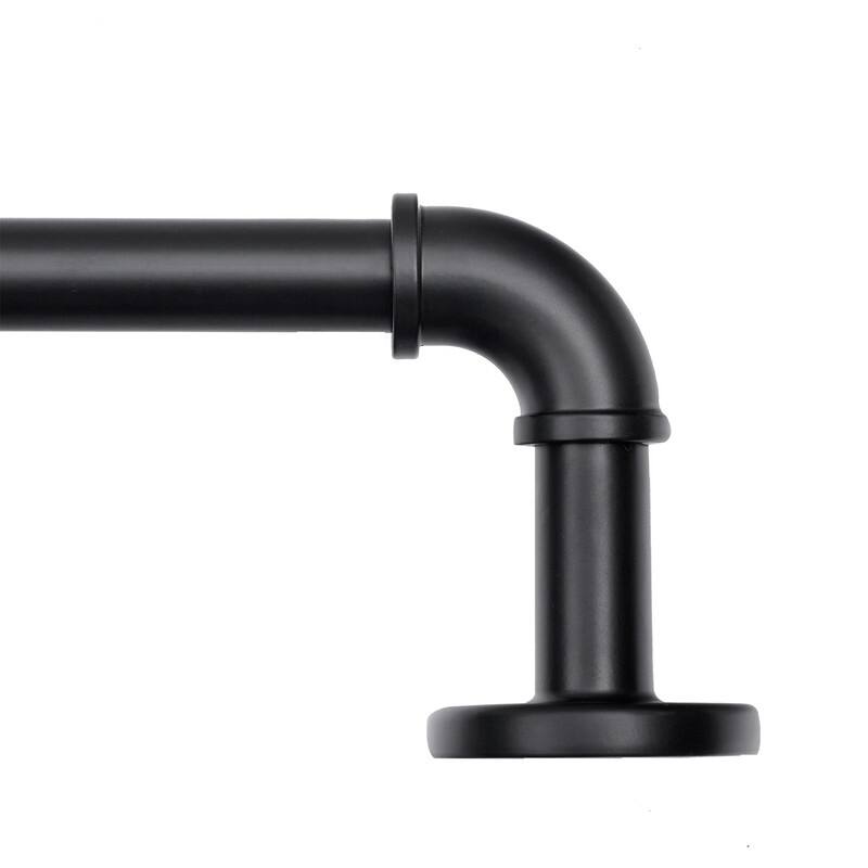 UTOPIA ALLEY 1 inch Industrial Curtain Rods for Windows, Blackout, Wrap Around Curtain Rods, Rustic Style, Matte Black - 48"-86"