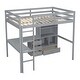 preview thumbnail 27 of 38, Full Size Loft Bed with Bulit-in L-Shaped Desk and Ladder, Wooden High Loft Bedframe with Storage Drawers and Shelves
