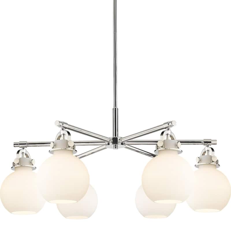 Innovations Lighting 410-6CR-16-26 Newton Sphere Chandelier Newton - Polished Nickel / White