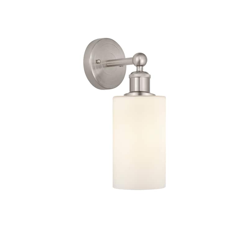 Innovations Lighting 616-1W-11-4 Clymer Sconce Clymer 11" Tall Wall - Brushed Satin Nickel / Matte White