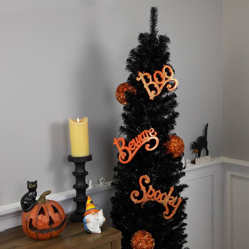 3 Orange Boo, Spooky, Beware Hanging Halloween Decorations 5.75"