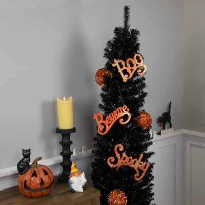 3 Orange Boo, Spooky, Beware Hanging Halloween Decorations 5.75"