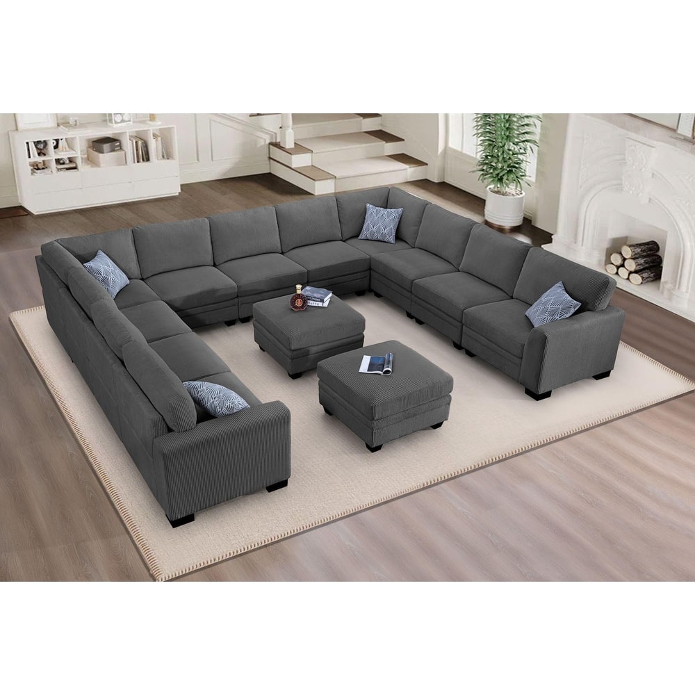 13 PCS Corduroy Flexible Combination Sectional Sofa