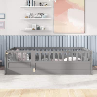 Twin/Full Size Floor Bed with Super High Security Barrier and Door