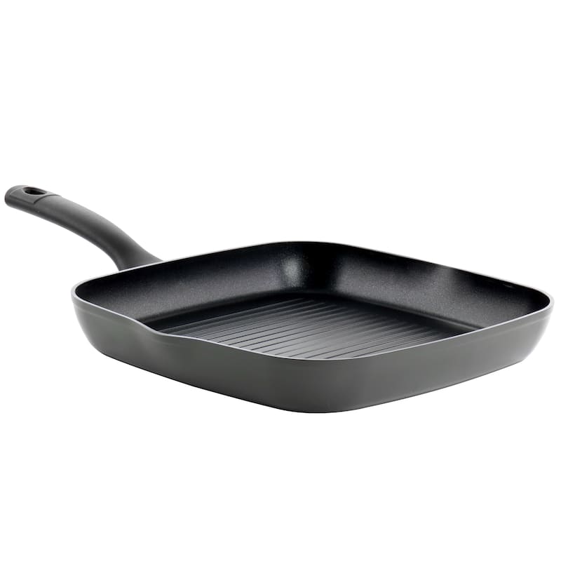 Oster Kingsway 11 Inch Aluminum Nonstick Square Grill Pan in Black - Black