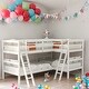 preview thumbnail 2 of 8, Twin Size L-Shaped Bunk Bed with Ladder, Can Be Separated Into Two L-Shaped Beds, Maximized space, 4 Beds Into One, White