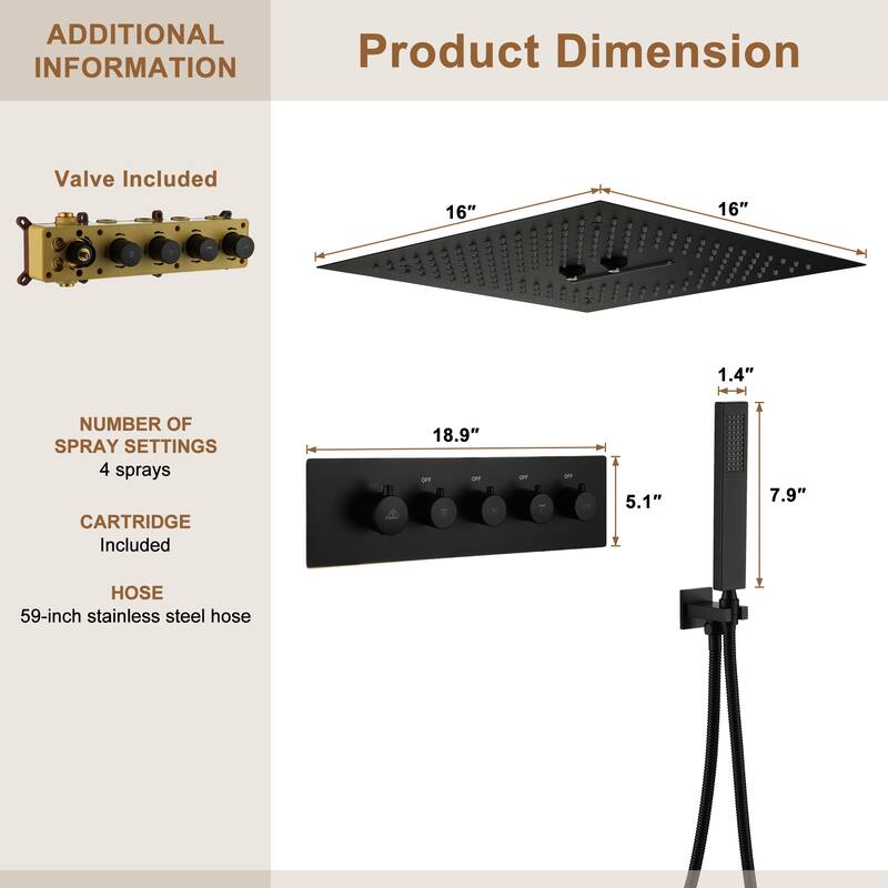 4 Functions Shower System with Multi-Function Remote Control 64 Color Lights