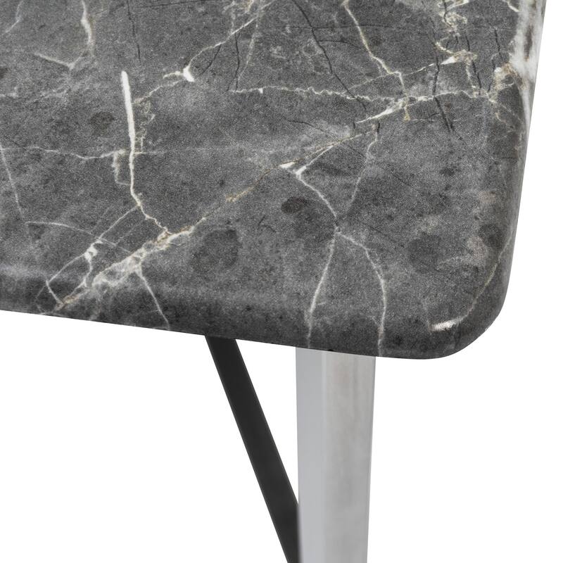 HomeRoots 47" Black And Silver Faux Marble Rectangular Coffee Table