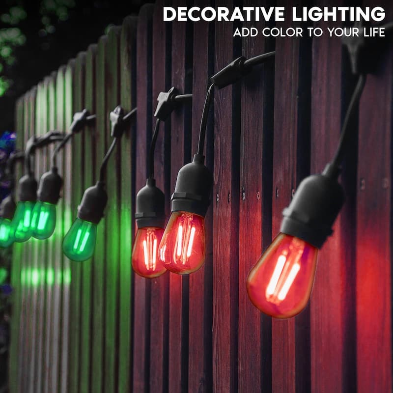 Luxrite S14 Christmas LED Red and Green Light Bulbs 0.5W Outdoor String Lights UL E26 Indoor Outdoor Holiday
