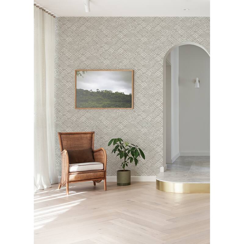 A-Street Prints Helene Silver Glitter Geometric Wallpaper