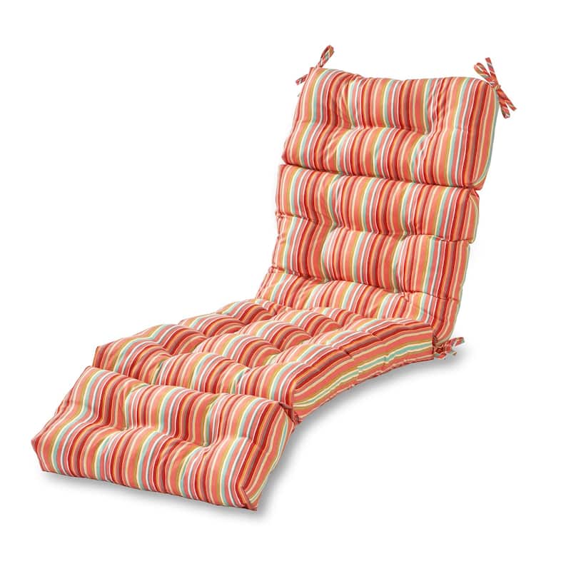 Coastal Stripe Outdoor Chaise Lounger Cushion - Watermelon