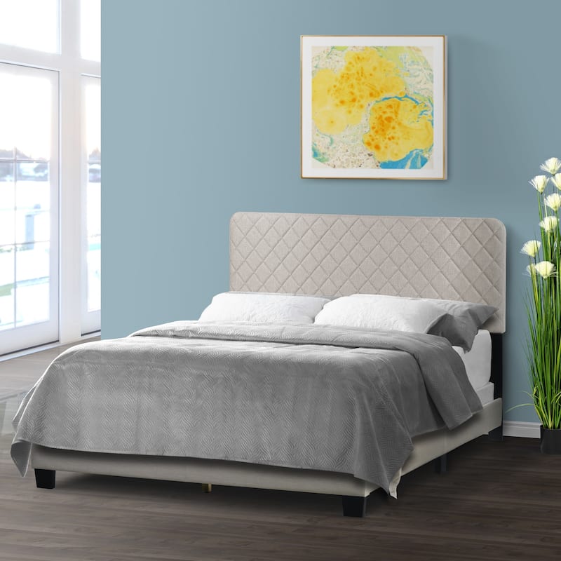 Aurum Fabric Queen Bed with Decorative Stitching