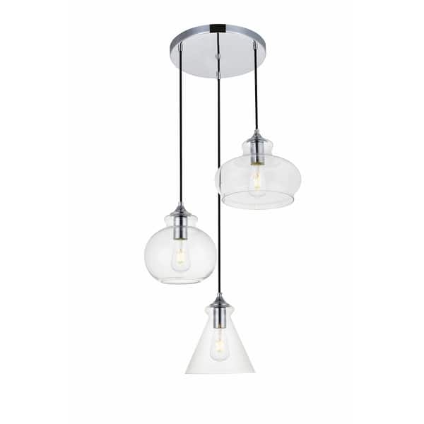 slide 2 of 11, Elegant Lighting Destry 3 Light 19" Wide Multi Light Pendant with