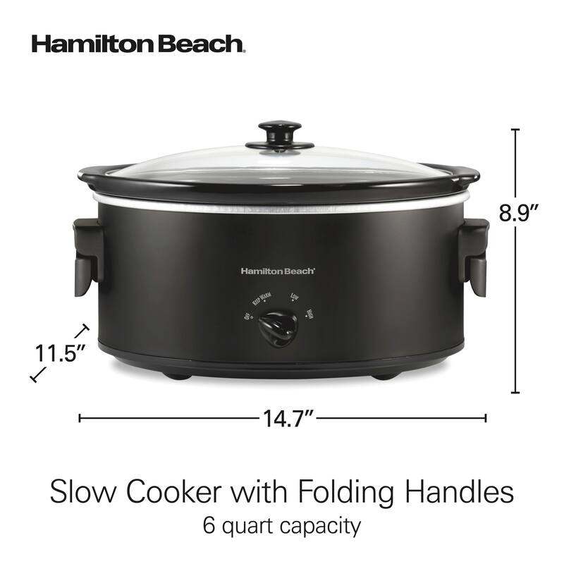 Hamilton Beach 6 Quart Slow Cooker with Folding Handles