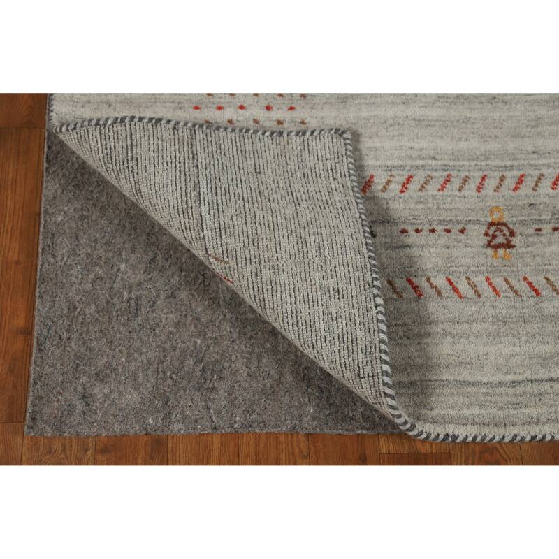 Gabbeh Indian Rug Hand-Knotted Oriental Grey Wool Carpet - 5'1" x 7'8"