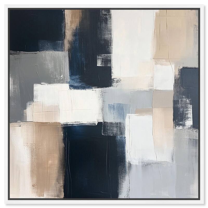 Blue and Tan Abstraction I Canvas by Art Remedy - White - 20" x 20"