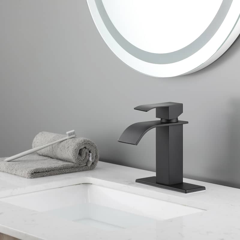 Modern Single Handle Sink Vanity Bathroom Faucet with Waterfall Spout, Anti Corrosion, Anti Rust, Easy Clean