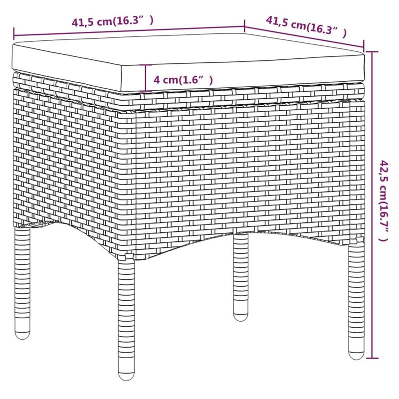 vidaXL Garden Dining Set Black Poly rattan Small Breathable Design - 31.5 x 31.5 x 29.5