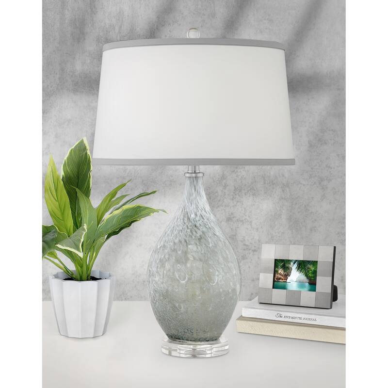Ravenna 28 in. Grey Spotted Glass Table Lamp