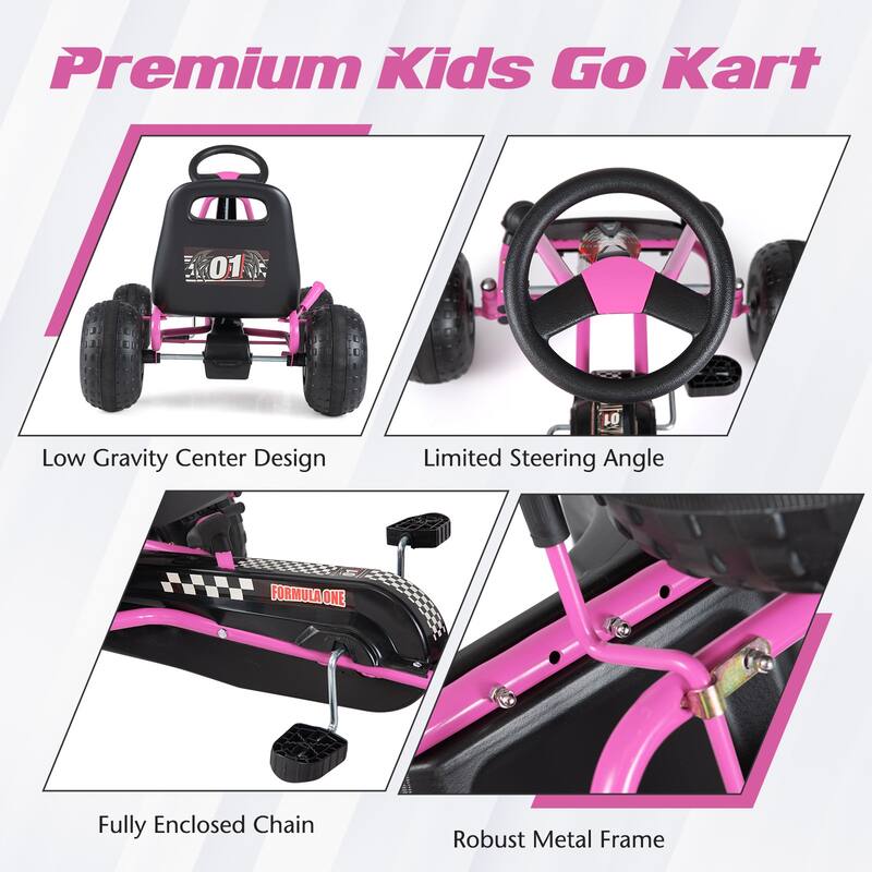 Gymax Kids 4-Wheel Pedal Go Kart w/Clutch & Hand Brake Multi-Terrain