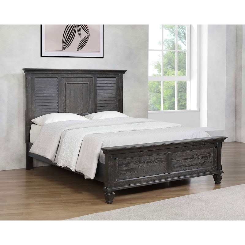 Franco Farmhouse Wood Panel Bed with Turned Leg
