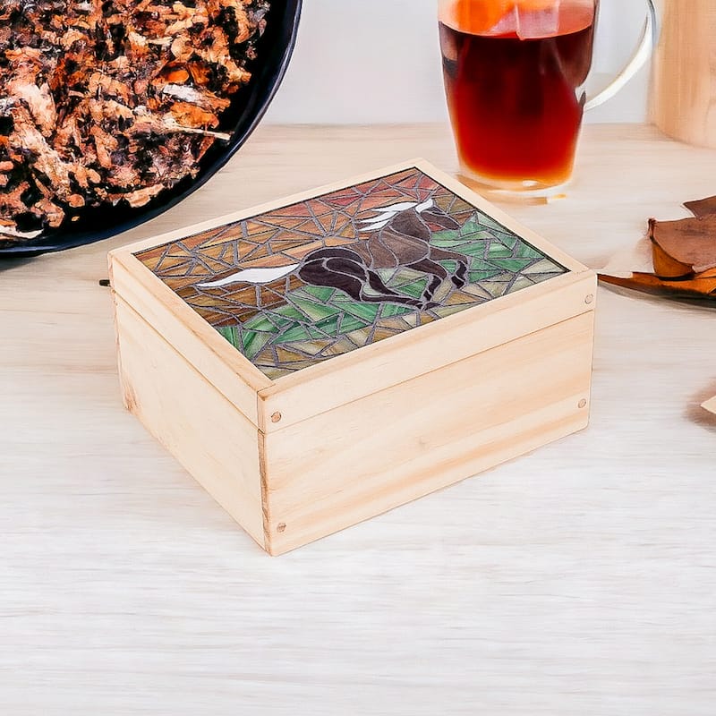 Novica Handmade Delightful Liberty Wood Tea Box