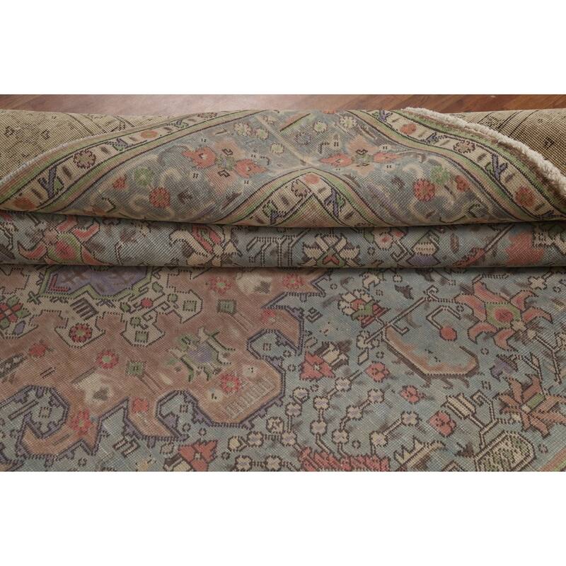 Blue Tabriz Persian Area Rug Hand-Knotted Geometric Wool Carpet - 8'0"x 11'0"