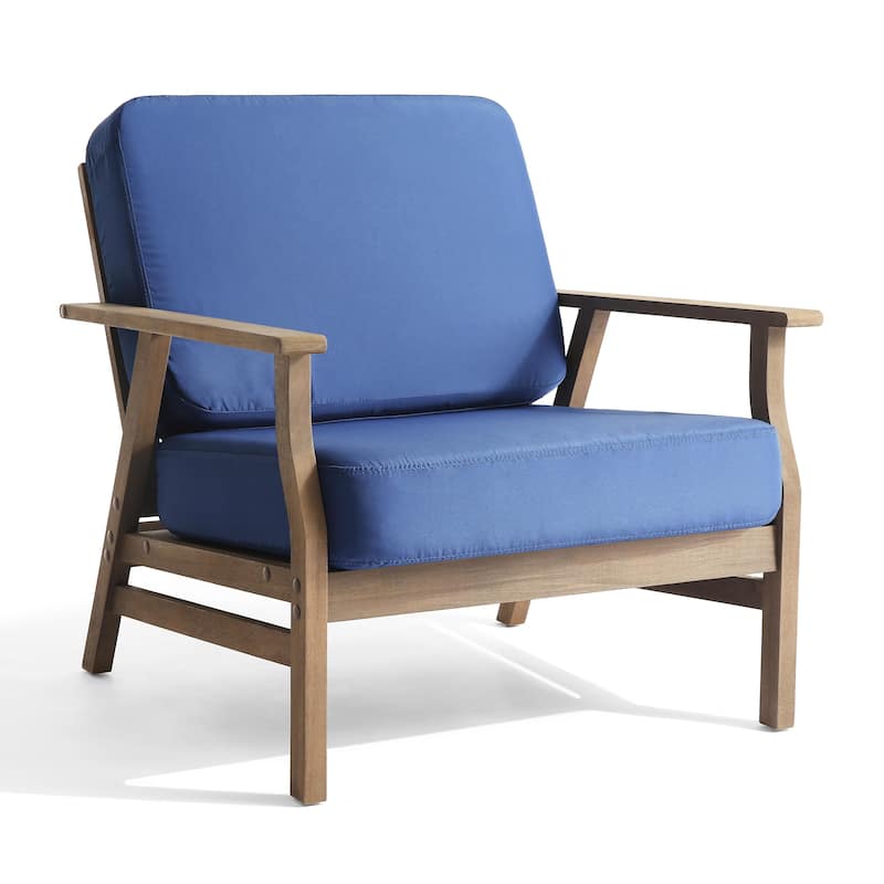2 Set Outdoor Club Chairs with Cushions Acacia Wood Patio Chairs