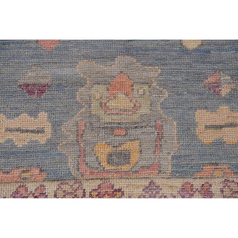 Hand Knotted Oriental 100% Wool Carpet Transitional All-Over Navy Blue & Blues Oushak Area Rug - 10' 2'' X 8' 5''