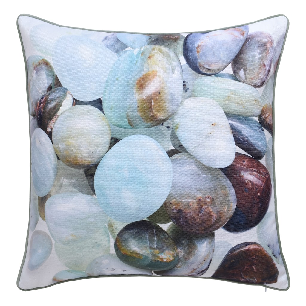 StyleCraft Norman Wyatt Home - Pebble Stone Print Pillow - White
