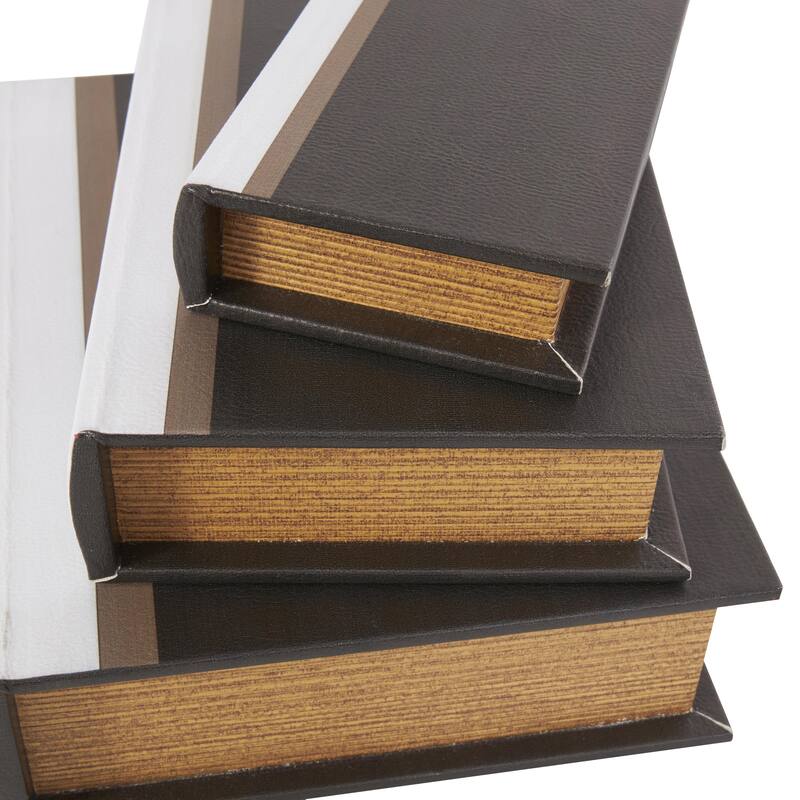 Faux Leather or Linen Fabric Book Storage Box - Set of 3 White, Beige, Black, Red or Light Gray - Roche River Decor