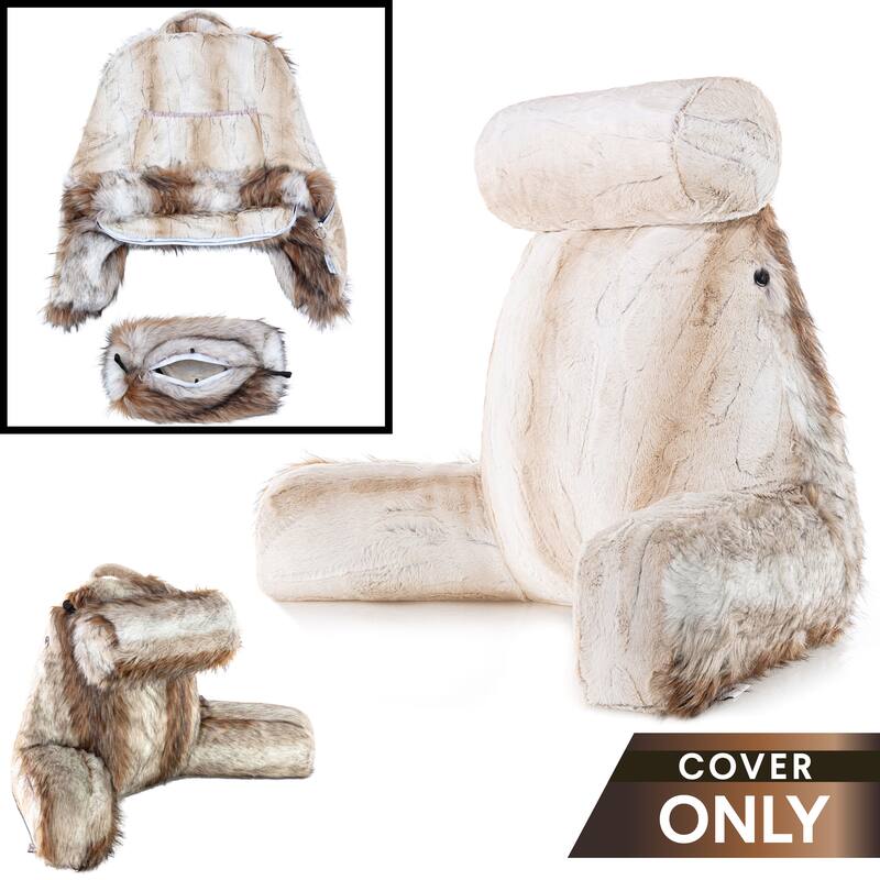 XXL Husband Pillow Cover Only - Ultra Rare Baby Backrest Pillowcase Set, 2-tone Reversible Double Sided Fabulous Faux Fur
