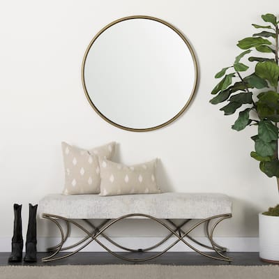Ayla Gray Fabric Seat w/ Dark Nickel Metal Frame Bench
