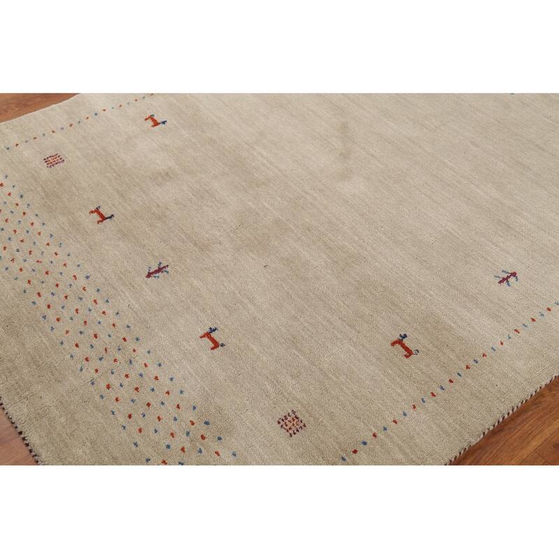 Tribal Gabbeh Oriental Area Rug Hand-Knotted Modern Wool Carpet - 4'7"x 6'5"