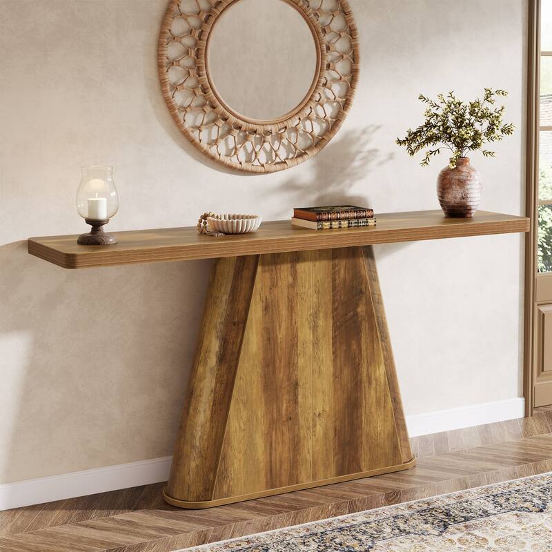 63" Farmhouse Wooden Console Sofa Table for Entryway Hallway - 63" L x 13.8" W x 31.9" H